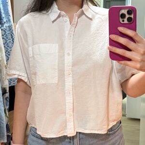 Madewell White Button-Up Short Sleeve Shirt